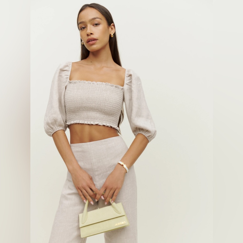 Reformation Scarlett Linen Two Piece in Oatmeal